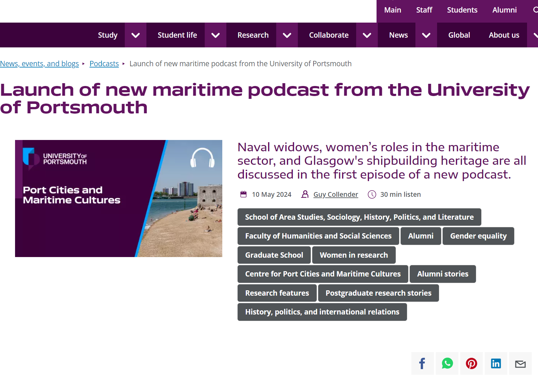 Port Cities and Maritime Cultures launch new podcast